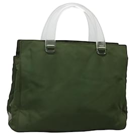Borsa Tote PRADA in nylon khaki argento autentica bs27836