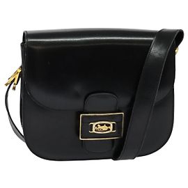 Céline Borsa a Spalla Sulky in Pelle Nera e Oro Auth BA3771