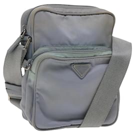 Borsa a Spalla PRADA in Nylon Azzurro Chiaro Argento Autentica 128446
