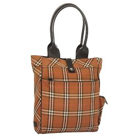 Borsa tote in tela Burberry Nova Check Blue Label marrone argento autentica 129810