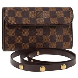 LOUIS VUITTON Bolsa de Cintura Pochette Florentine Damier Ebene N51856 LV Auth 131472V