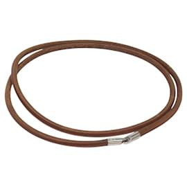 HERMES Laniere Bracelet Leather Brown Auth bs27243 - Hermès
