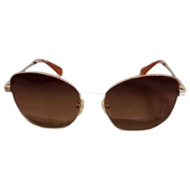 Longchamp Oversize Sonnenbrille braun beige Metall