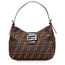 Fendi Braune Zucca Canvas Schultertasche