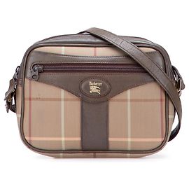 Bolsa transversal em lona xadrez vintage marrom Burberry