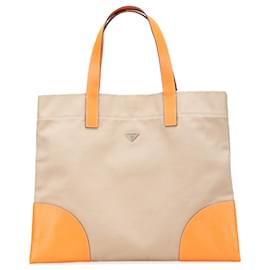 Bolso Tote de Canapa con Ribete de Cinghiale Marrón de Prada