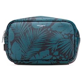 Pochete Tropical Palm em Grain de Poudre Azul Saint Laurent