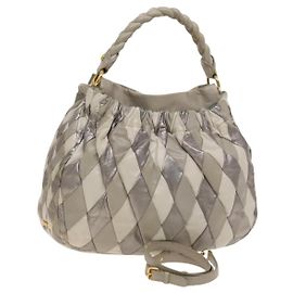 Borsa a Spalla Miu Miu in Pelle 2way Grigia Oro Auth yk18463