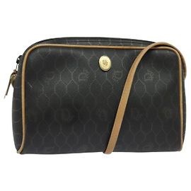 Borsa a spalla in tela a nido d'ape PVC nera Auth BA3916 Christian Dior