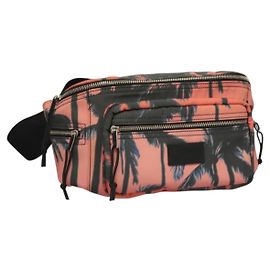 Bolsa de corpo em nylon rosa prata SAINT LAURENT Auth bs27374