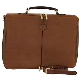 VALENTINO Borsa a mano in pelle 2 in 1 Marrone Oro Auth bs27369