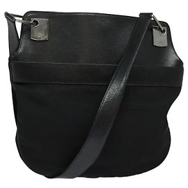Borsa a Spalla GUCCI in Nylon Pelle Nera Argento 001 3307 Auth bs27066