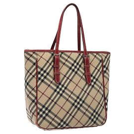 Bolso tote de lona beige con estampado Nova Check azul Burberry plata auténtico BA3843