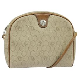 Borsa a spalla in tela a nido d'ape PVC beige Auth BA3904 Christian Dior