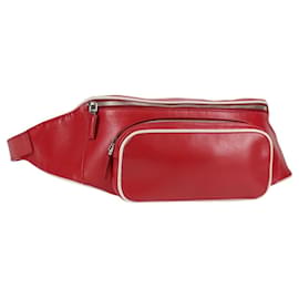 PRADA Borsa a tracolla in pelle argento rosso Auth 130229V