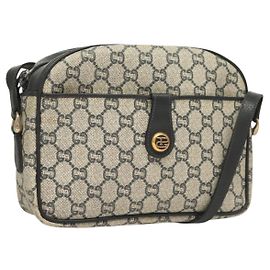Borsa a Spalla GUCCI GG Plus Supreme PVC Blu Navy Oro Auth BA3799