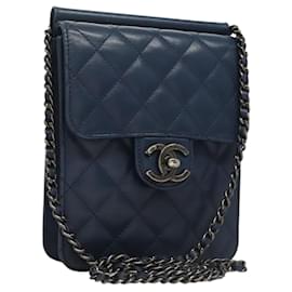 Borsa a Spalla CHANEL in Pelle di Agnello Blu CC Auth BA3679