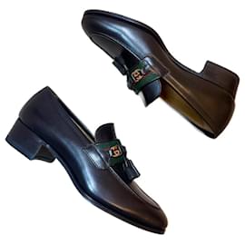 Mocassini Gucci Jarka leather con nappine neri taglia 35