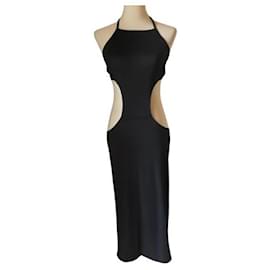 Autre Marque Deslumbrante vestido midi preto da Benetton, modelo cut-out, tamanho S, novo