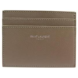 NEW SAINT LAURENT EMBOSSED LEATHER POWDER GRAIN CARD HOLDER