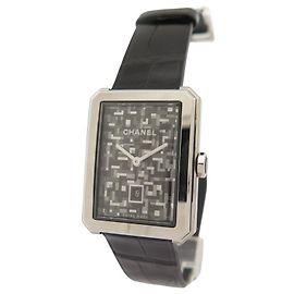 NEUE CHANEL BOYFRIEND H6128 SAMMLER QUARZ STAHL ALLIGATOR UHR
