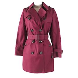 Abrigo Trench de Cuero Coach Rojo Vino XS Mujer