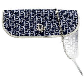 Borsa a spalla in tela blu navy Christian Dior