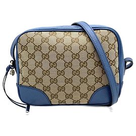 Borsa a Spalla Gucci 449413 in Tela GG Marrone e Pelle