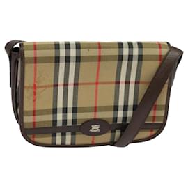 Borsa a Spalla Burberrys Nova Check in Tela Beige Oro Auth BA3948 - Autre Marque