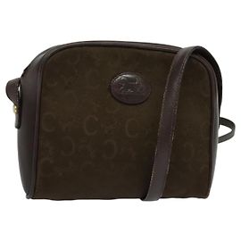 Céline Borsa a Spalla Celine C Sulky in Tela Marrone Oro Auth bs27936