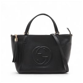 Gucci Borsa a spalla in pelle con chiusura a zip Soho, nera