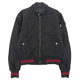 Chaqueta de vuelo de nylon Gucci negra