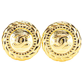 Chanel CC Ohrringe aus vergoldetem Metall zum Clip-on