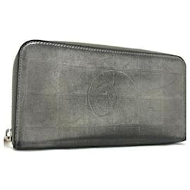Cartera larga de cuero gris Chanel