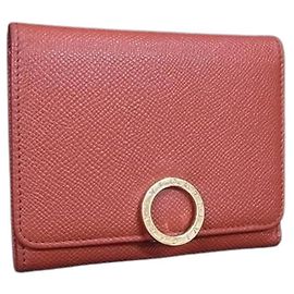Bulgari Cartera de mujer de cuero naranja Bvlgari con tres pliegues