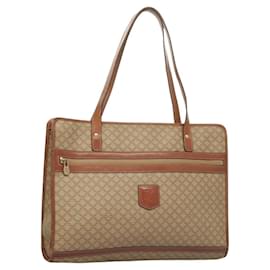 Céline CELINE Macadam Canvas Tote Bag Beige Gold Auth gh382