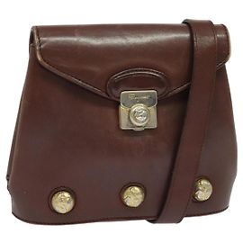 Borsa a Spalla Salvatore Ferragamo in Pelle Bordeaux Oro Auth bs27827
