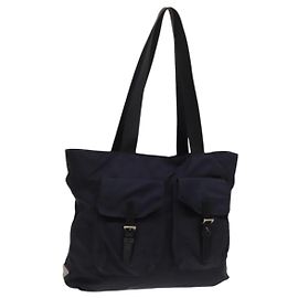 Borsa Tote Prada in nylon blu navy argento autentica 127867