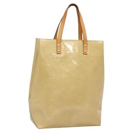 LOUIS VUITTON Monogram Vernis Reade MM Borsa a Mano Beige M91141 LV Auth 132069