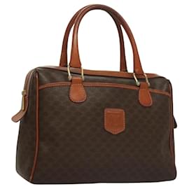 Céline Borsa a mano in tela Macadam CELINE in pelle PVC marrone oro Auth fm4799
