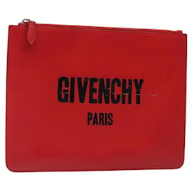 Borsa Clutch GIVENCHY in pelle rossa argento Auth bs27868 - Givenchy