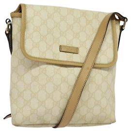 Gucci GG Supreme Schultertasche aus PVC Weiß Gold 223666 Auth ep9826