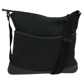 GUCCI GG Canvas Schultertasche Schwarz Silber 145857 Auth gh242