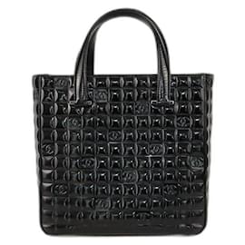 Borsa CCTote in pelle verniciata nera cioccolato Chanel