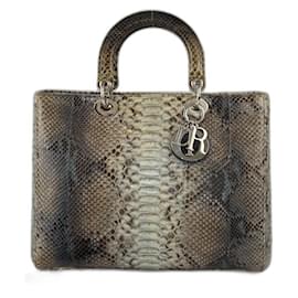 Große Lady Dior Tasche aus mehrfarbigem Python Christian Dior