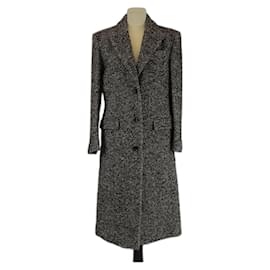 Cappotto lungo nero/bianco a un bottone in occhio di perdice Gucci