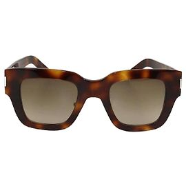 Occhiali da sole classici slim in tartaruga marrone sfumata Saint Laurent