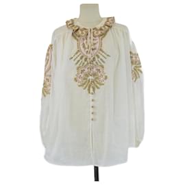 Blusa de manga larga bordada Waverly color blanco roto de Zimmermann