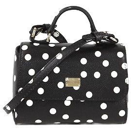 Borsa a mano Miss Sicily a pois neri e bianchi di Dolce & Gabbana