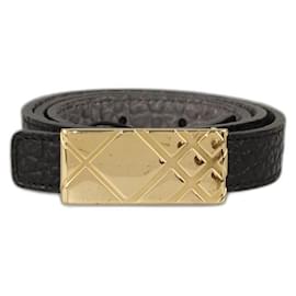Burberry Schwarz/Grau Slim Karierter Schnallen-Gürtel